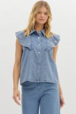 FANCY FLUTTER SLEEVE TOP