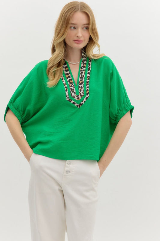 GREEN DOLMAN TOP