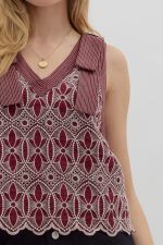 BURGUNDY EMBROIDERED TOP