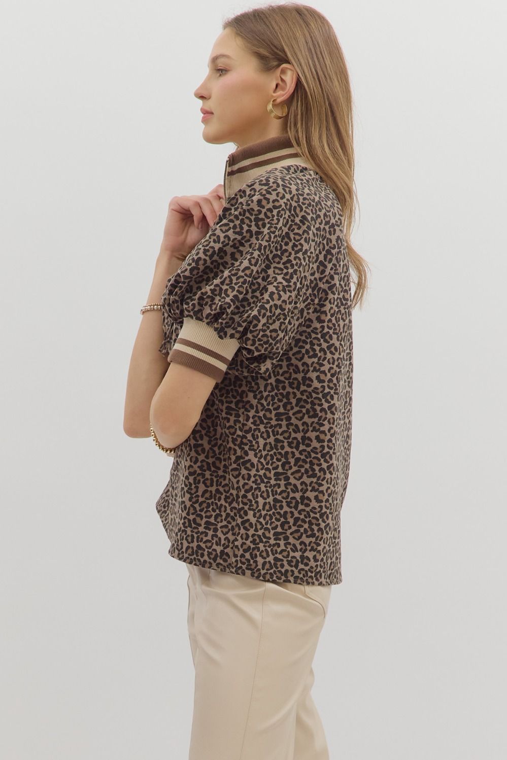 LEOPARD PUFF SLEEVE TOP