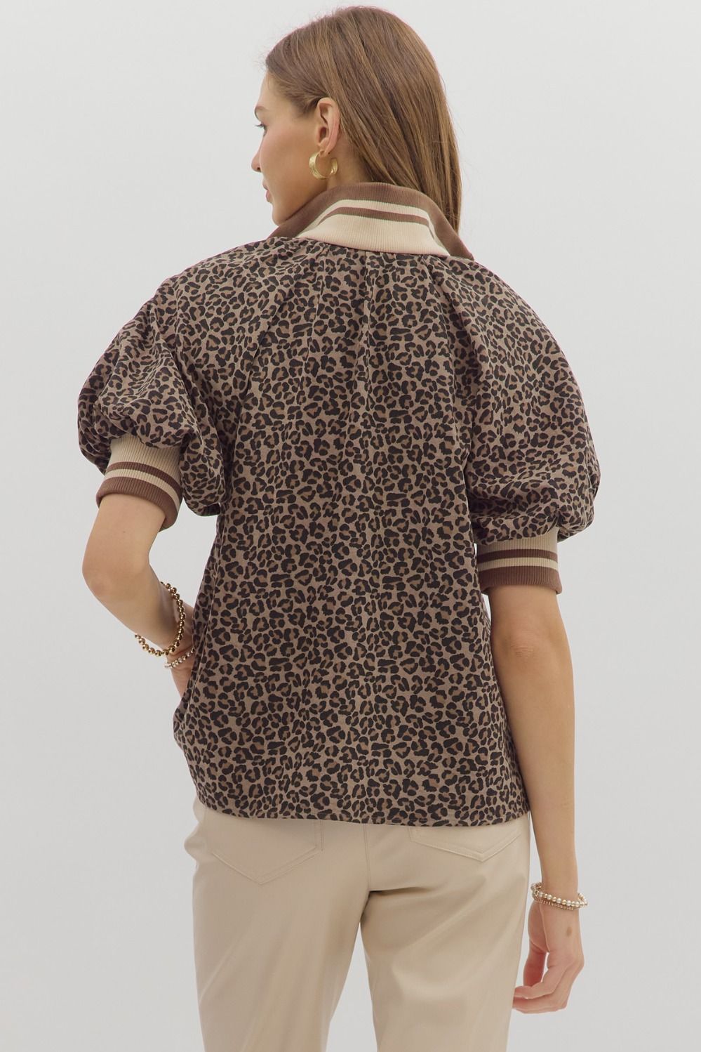 LEOPARD PUFF SLEEVE TOP