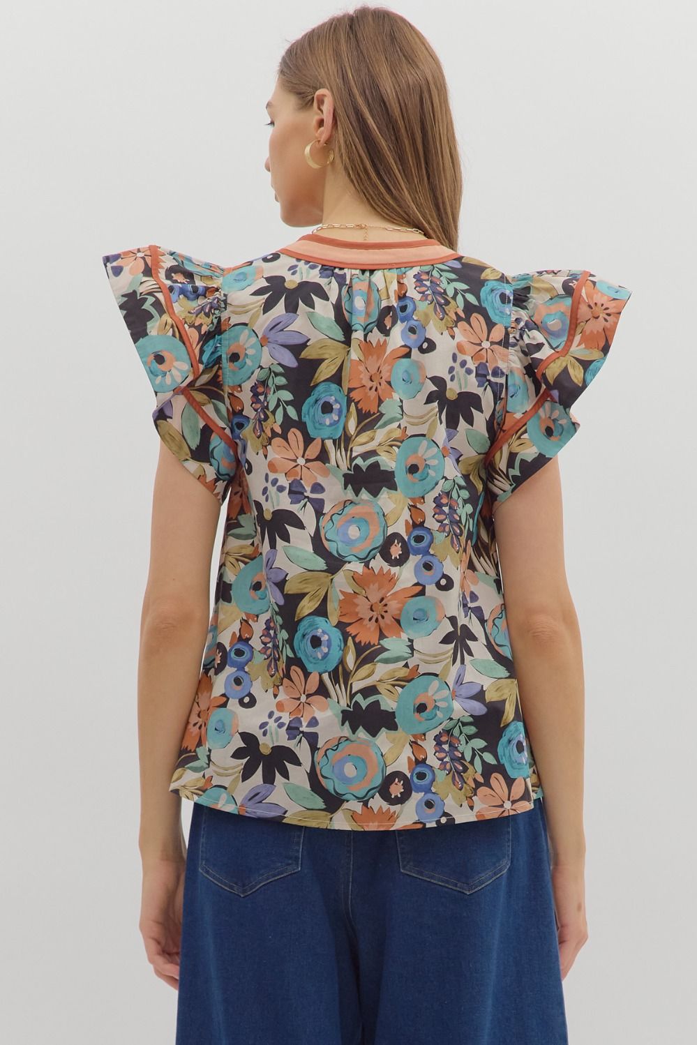 FAB FALL FLORAL FLUTTER TOP
