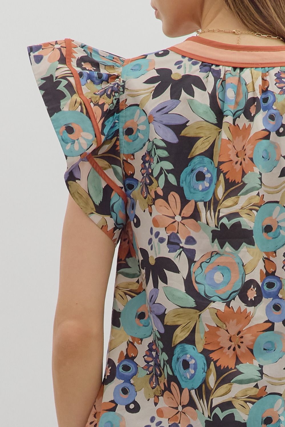 FAB FALL FLORAL FLUTTER TOP