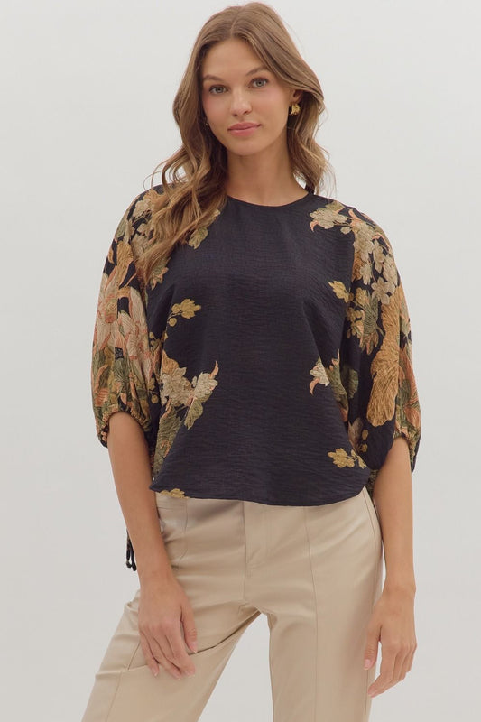 DROP SLEEVE FLORAL BLOUSE