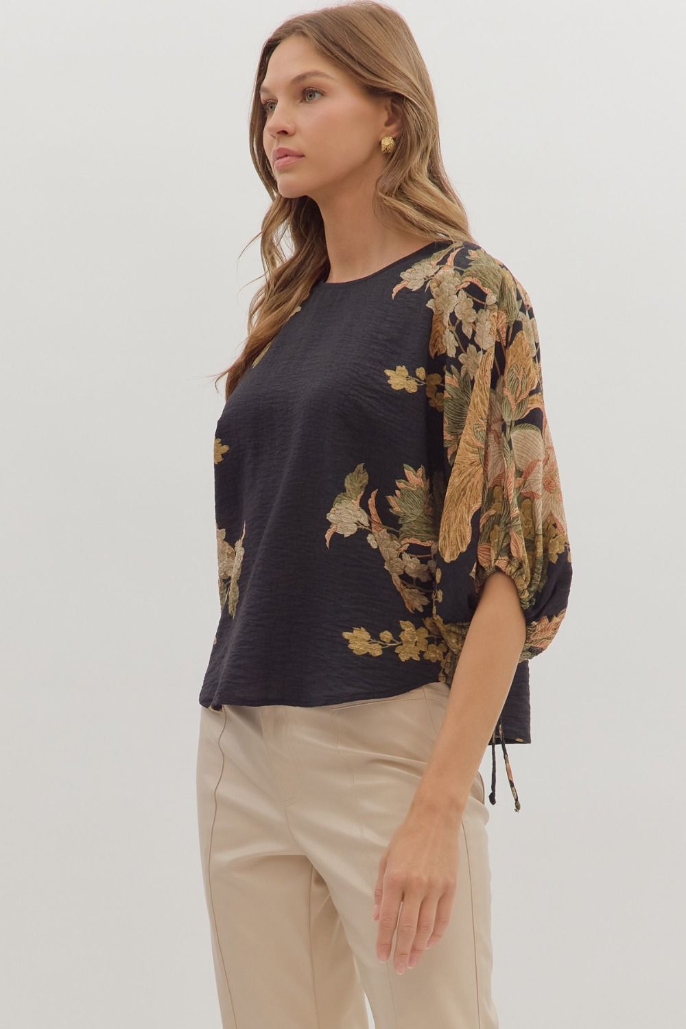 DROP SLEEVE FLORAL BLOUSE