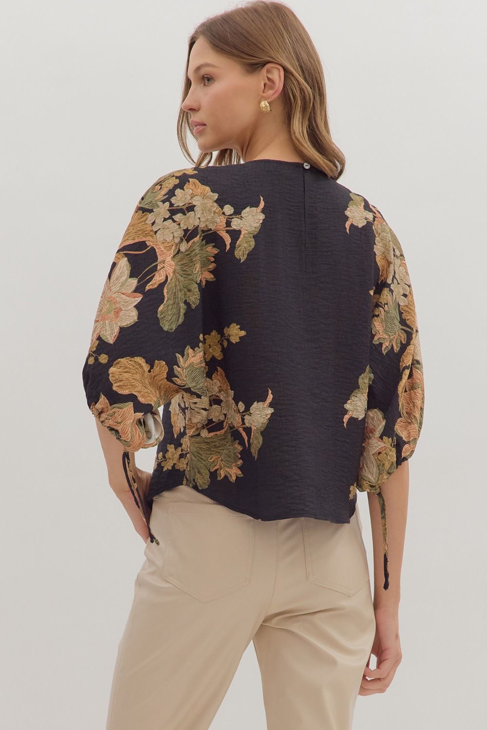 DROP SLEEVE FLORAL BLOUSE