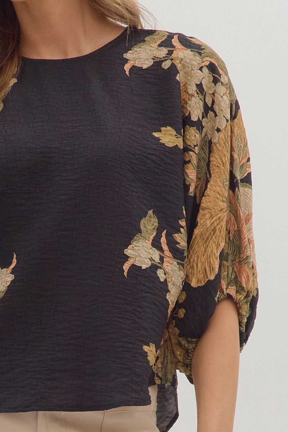 DROP SLEEVE FLORAL BLOUSE