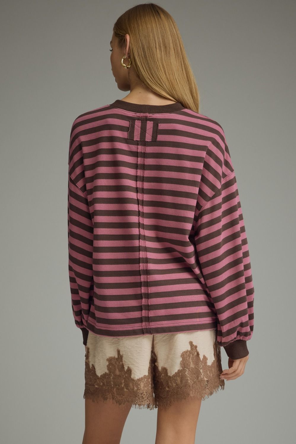 BROWN & PINK STRIPE LS TOP