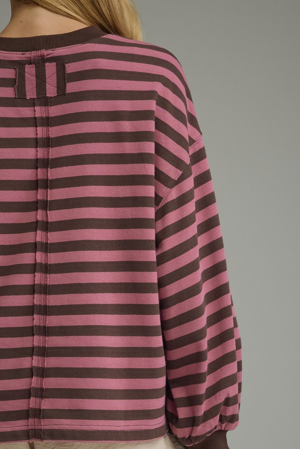 BROWN & PINK STRIPE LS TOP