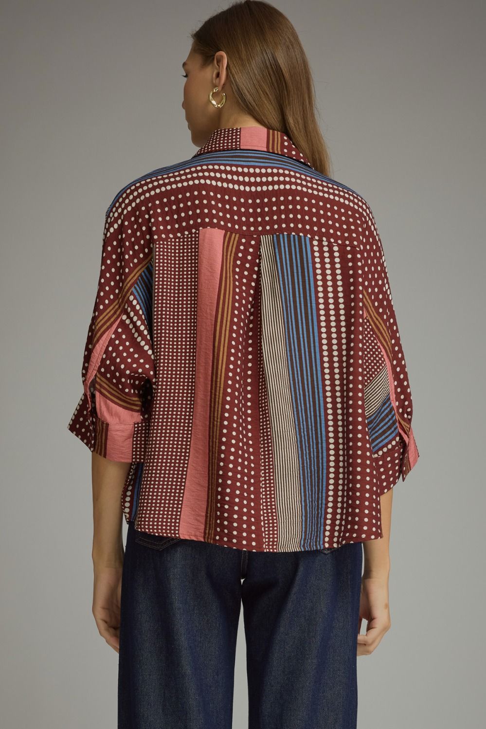 MIXED PRINT BURGUNDY TOP