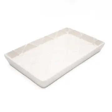WHITE TEXTURED GUEST TOWEL TRAY