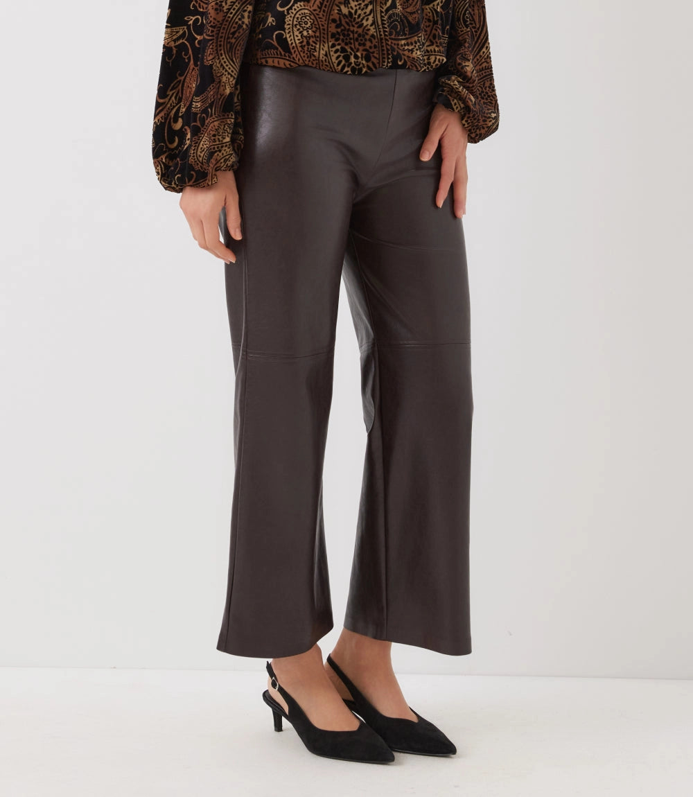 FAUX LEATHER PULL-ON ANKLE PANTS