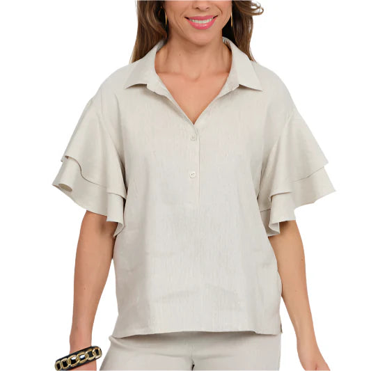 HARMONY BLOUSE - BEIGE LINEN