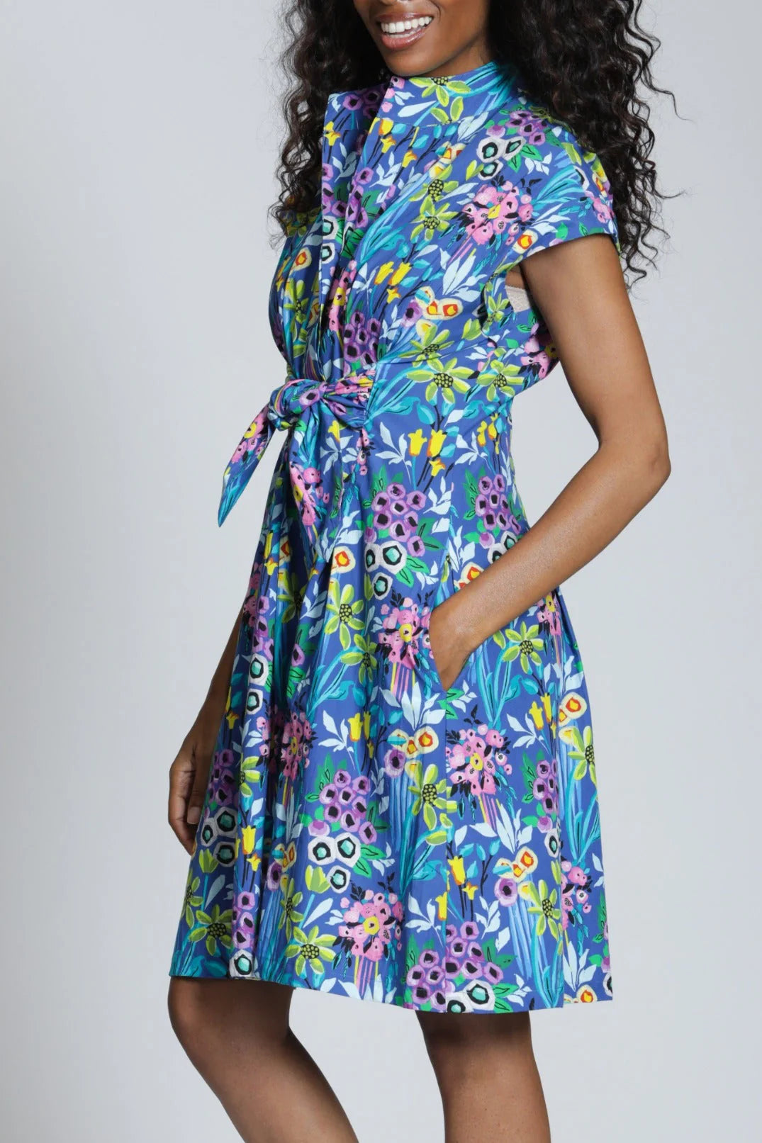 FLORAL TIE FRONT DRESS
