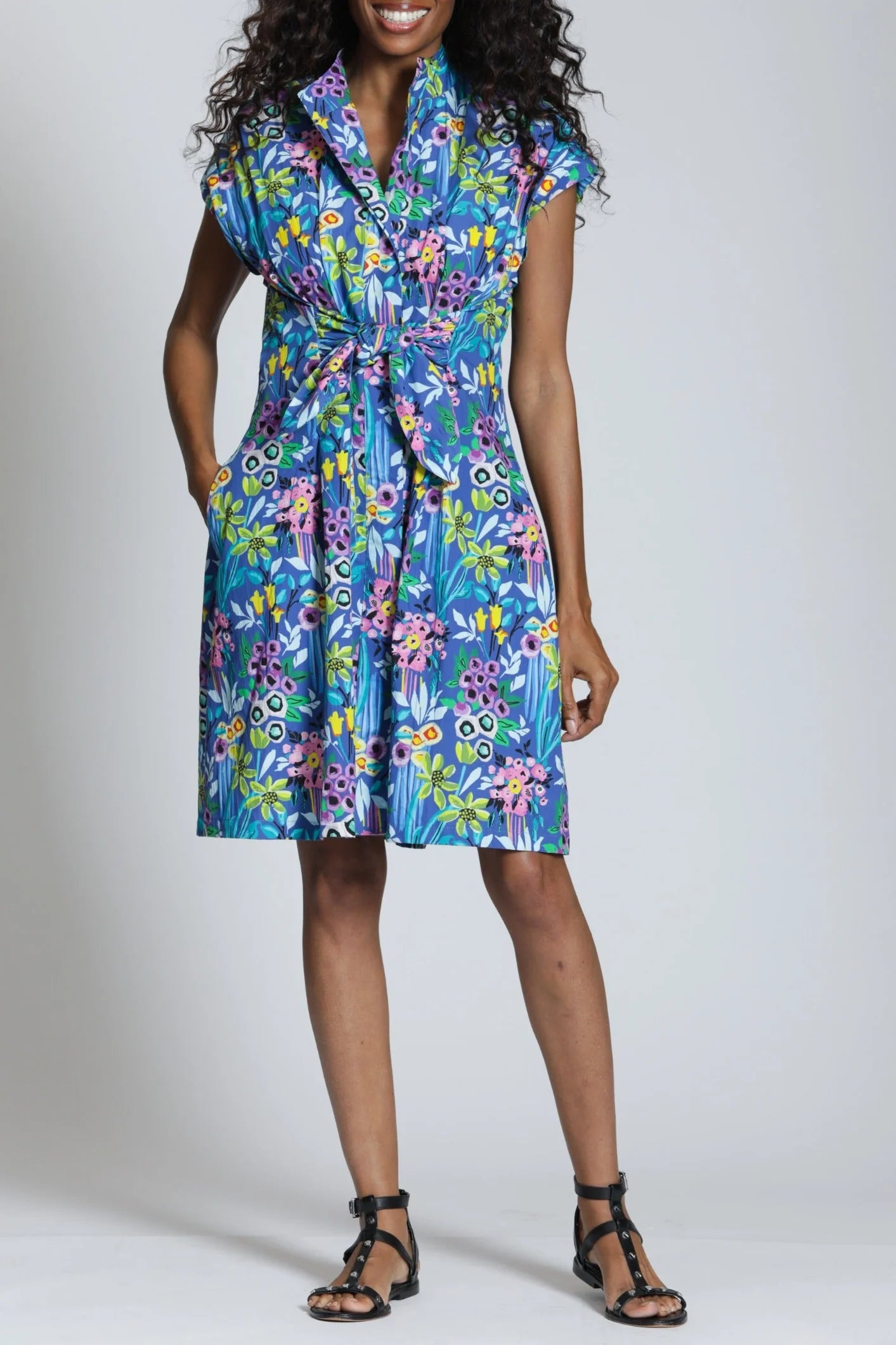 FLORAL TIE FRONT DRESS