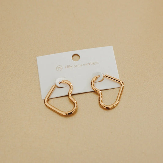 LOVE ON MY MIND HEART HOOP EARRINGS