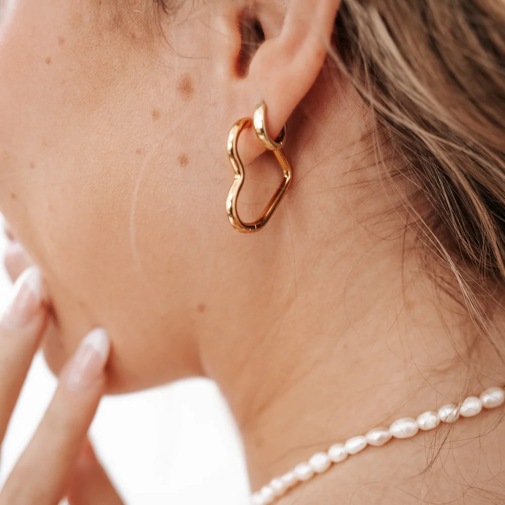 LOVE ON MY MIND HEART HOOP EARRINGS