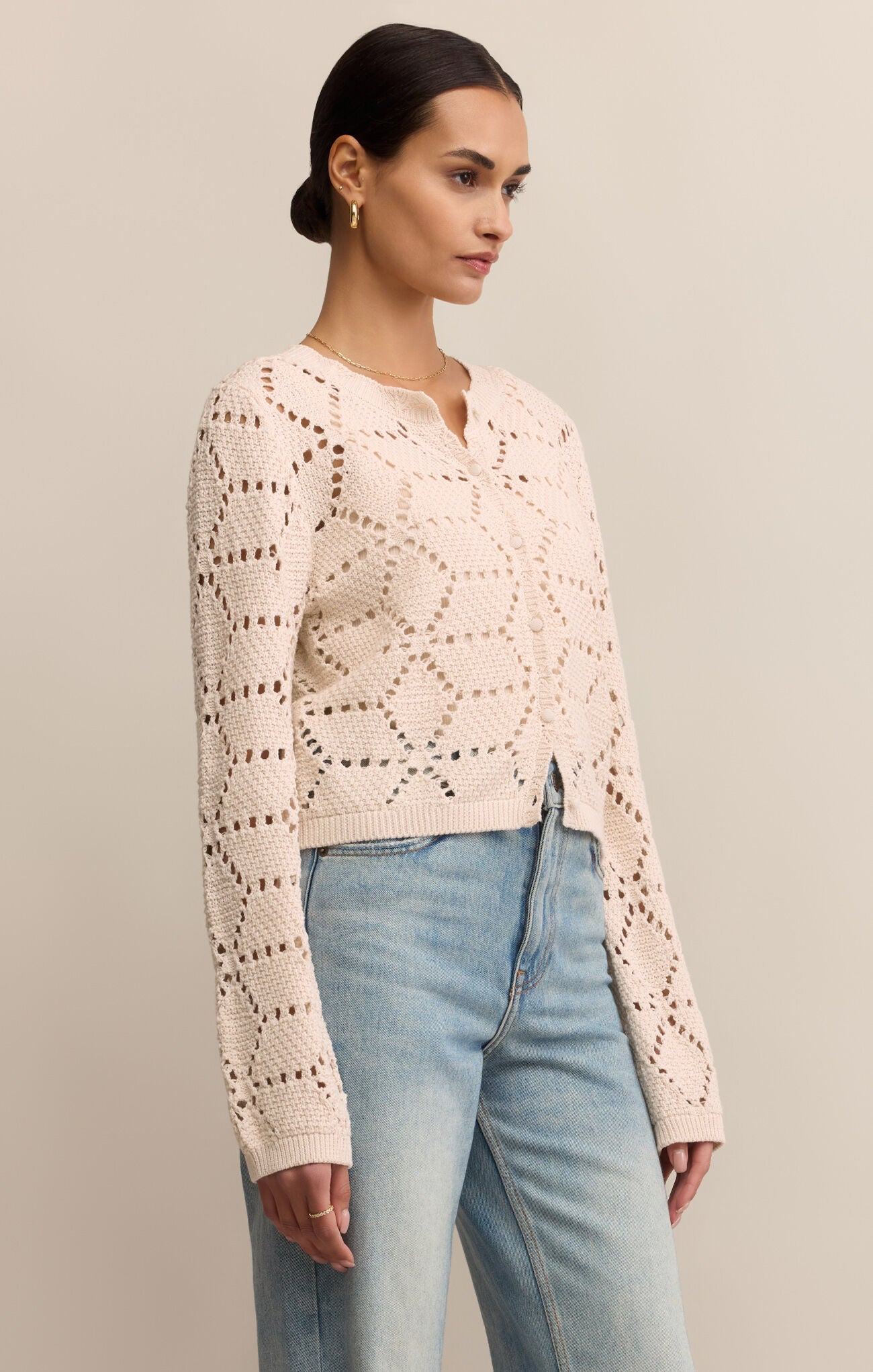 ROSALYN SWEATER CARDIGAN - CRYSTAL