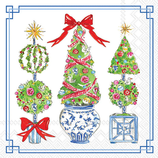 BRIGHT TOPIARY TREES COCKTAIL NAPKINS