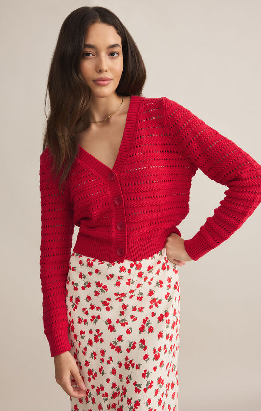 ROMANCE CARDIGAN - CHERRY RED