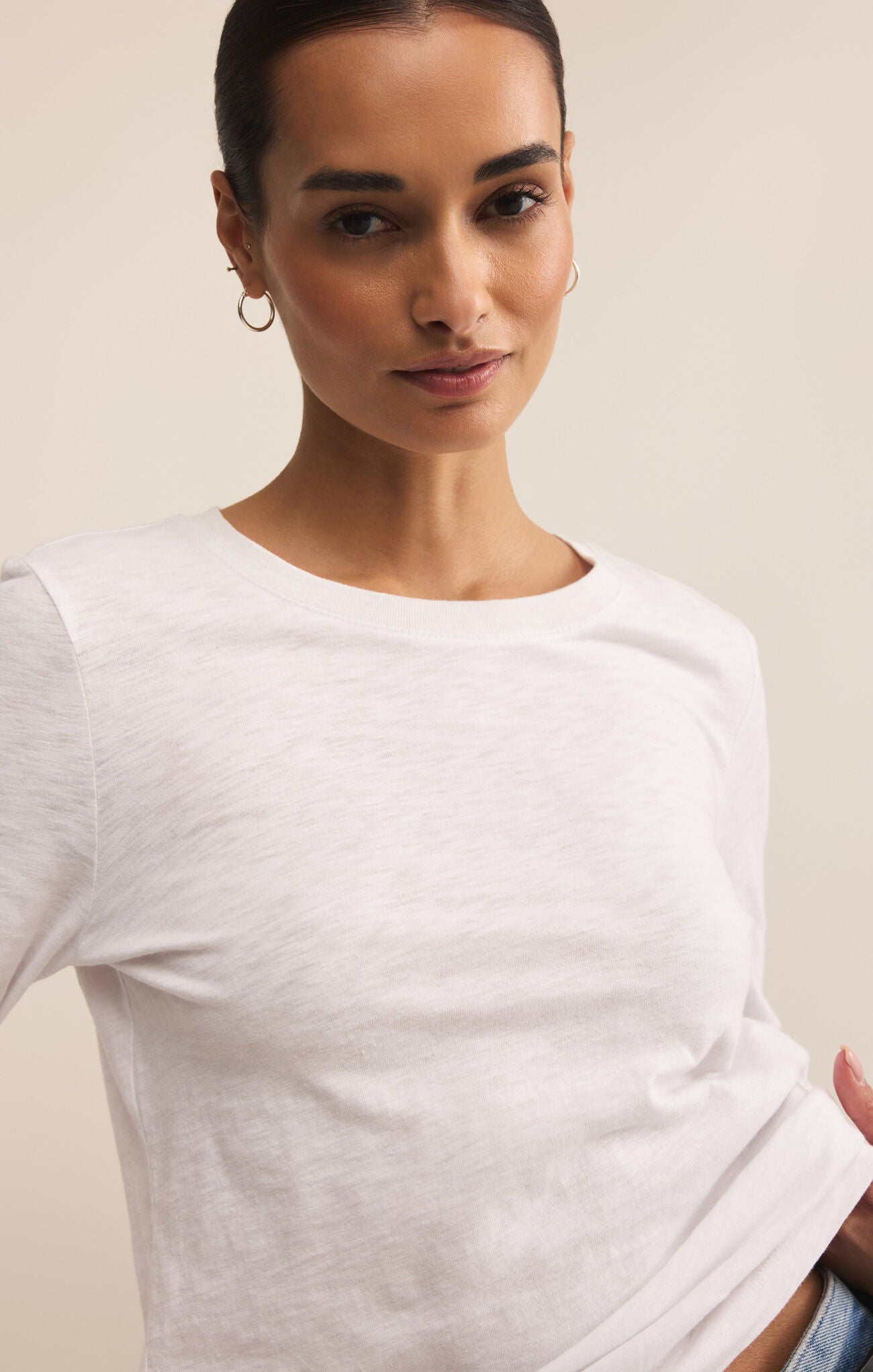 MODERN SLUB LONG SLEEVE TEE - WHITE
