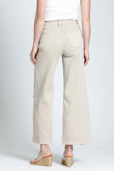 THE GODET WIDE LEG JEAN - ANTIQUE BEIGE