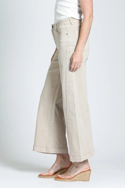 THE GODET WIDE LEG JEAN - ANTIQUE BEIGE