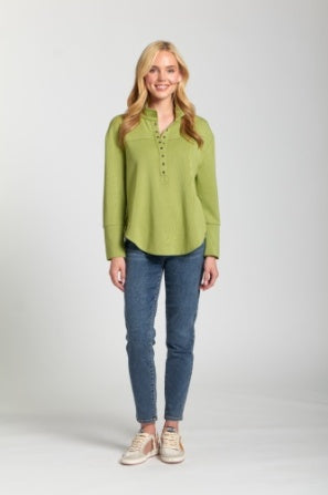 LIME SUPER SOFT GROMMET HENLEY TOP