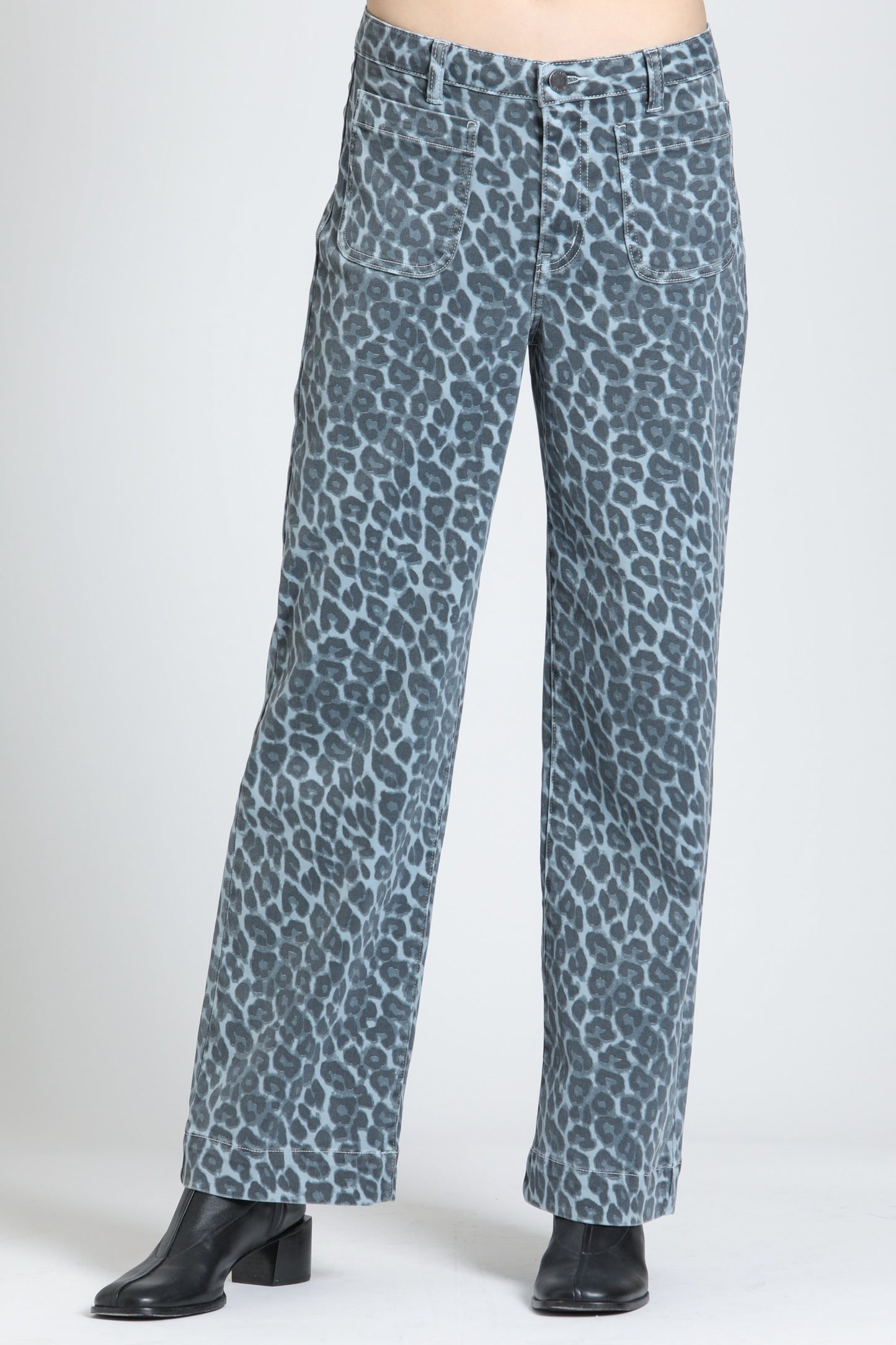 FADED BLUE ANIMAL PRINT JEANS