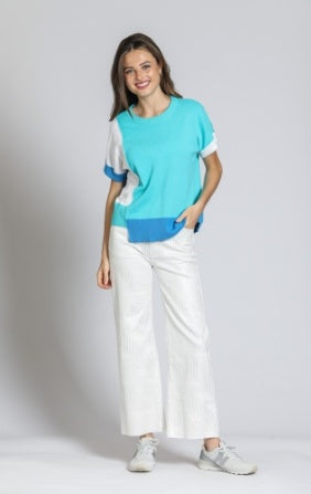 BLUE COLOR BLOCK SWEATER