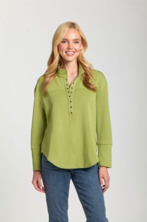 LIME SUPER SOFT GROMMET HENLEY TOP