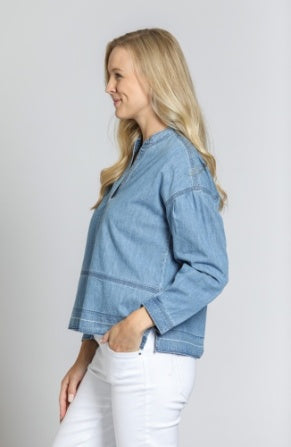 CHAMBRAY PULLOVER W RELEASED HEM
