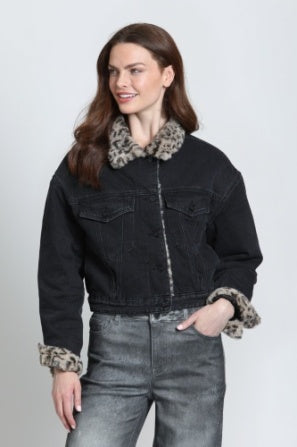 MIDNIGHT LEOPARD TRUCKER JACKET