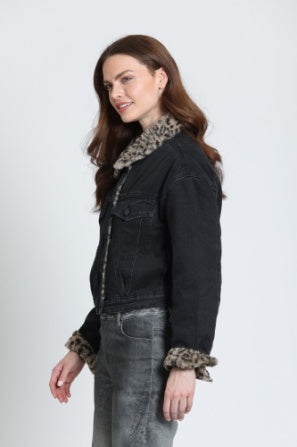 MIDNIGHT LEOPARD TRUCKER JACKET