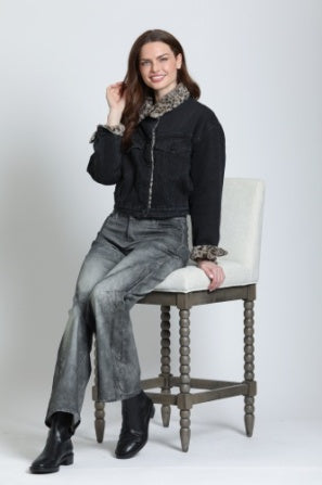 MIDNIGHT LEOPARD TRUCKER JACKET