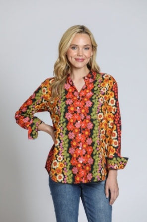 VINTAGE BRIGHT FLORAL BOYFRIEND BLOUSE