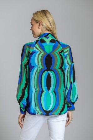GROOVY BLUE PULLOVER BLOUSE