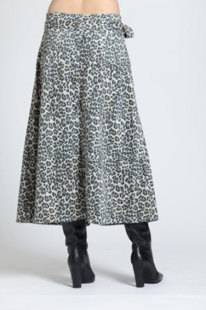 VEGAN SUEDE LEOPARD SKIRT
