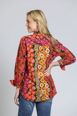 VINTAGE BRIGHT FLORAL BOYFRIEND BLOUSE