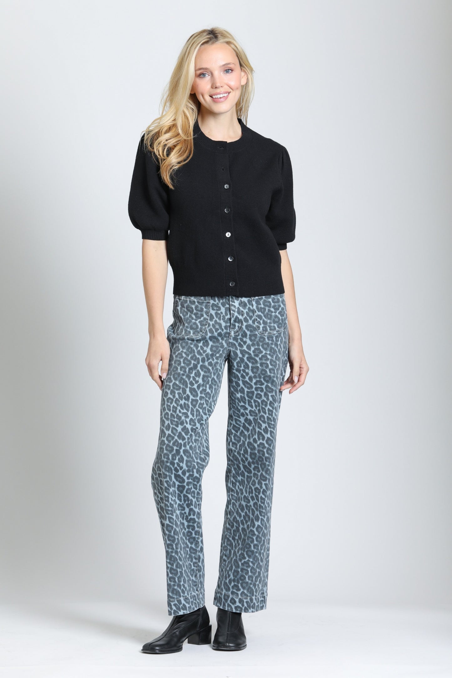 FADED BLUE ANIMAL PRINT JEANS