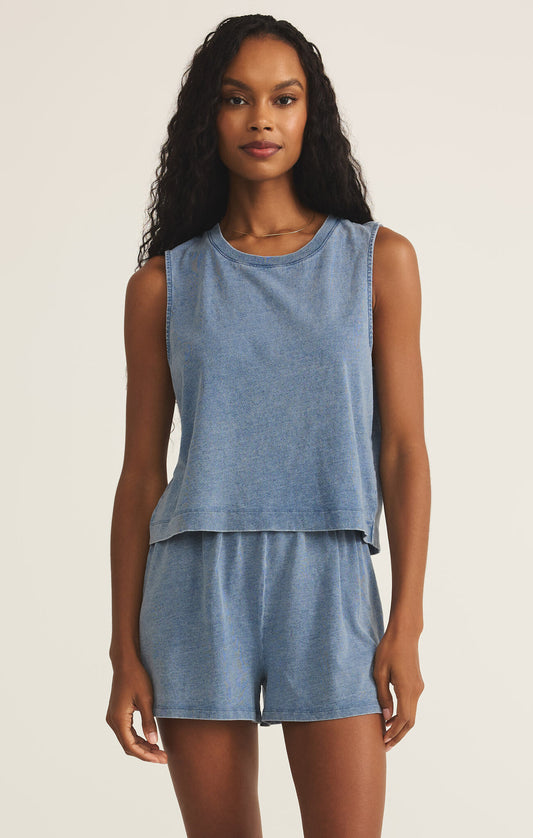 SLOANE JERSEY DENIM MUSCLE - MEDIUM INDIGO