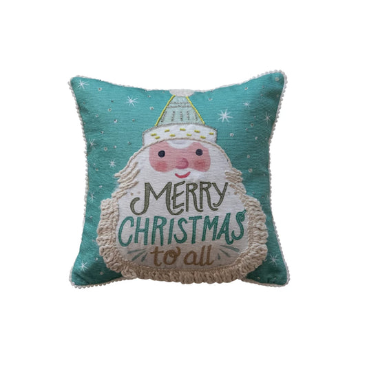 SANTA PILLOW W/ FRINGE & POM POM TRIM