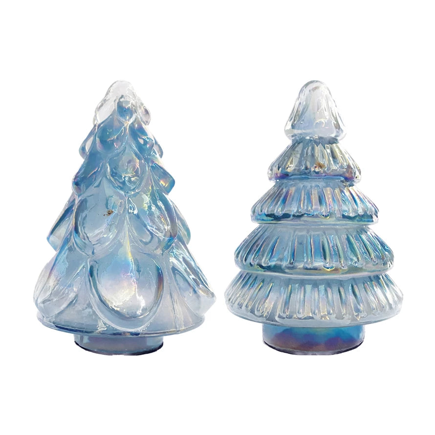 EMBOSSED RECYCLED GLASS BLUE TREE