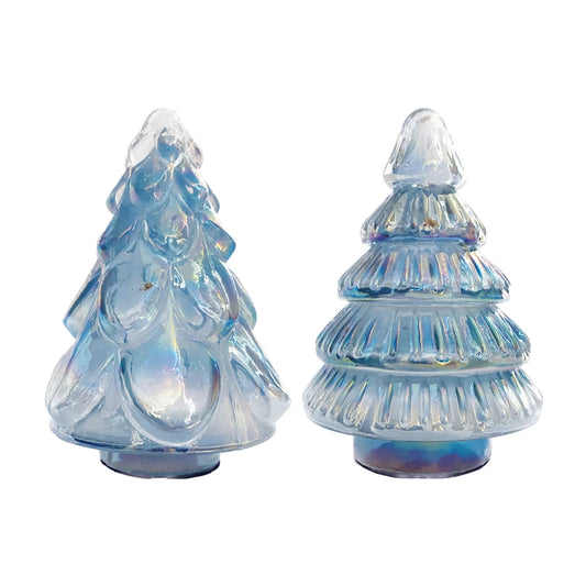 EMBOSSED RECYCLED GLASS BLUE TREE