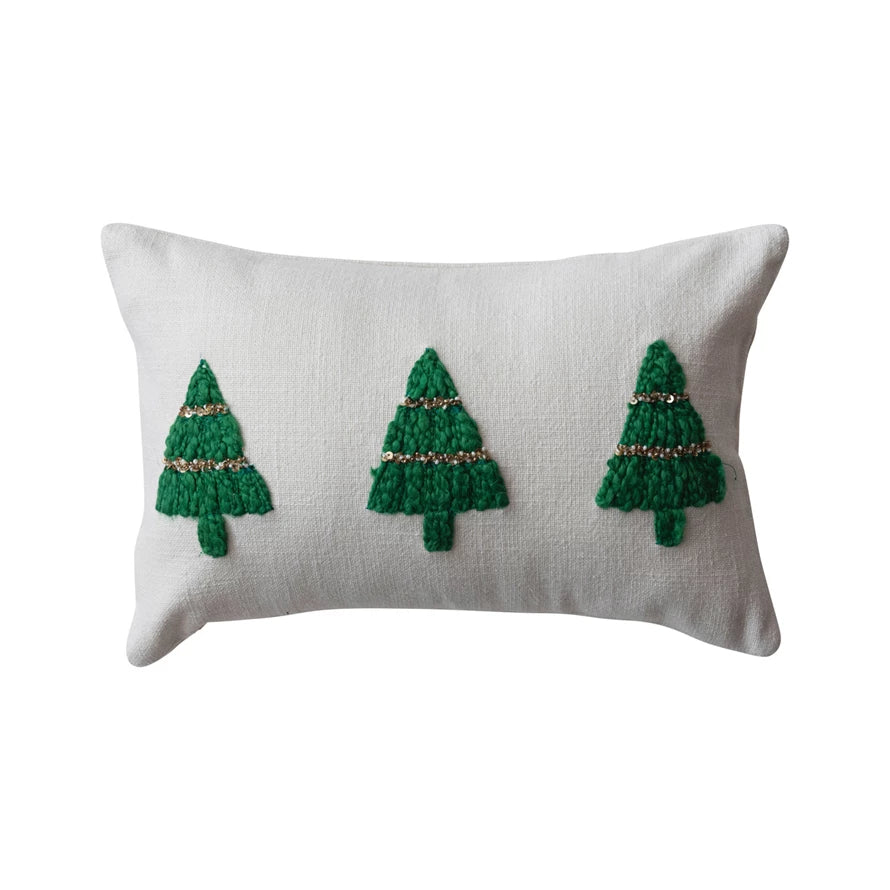 CHRISTMAS TREE BEADED PILLOW