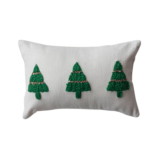 CHRISTMAS TREE BEADED PILLOW