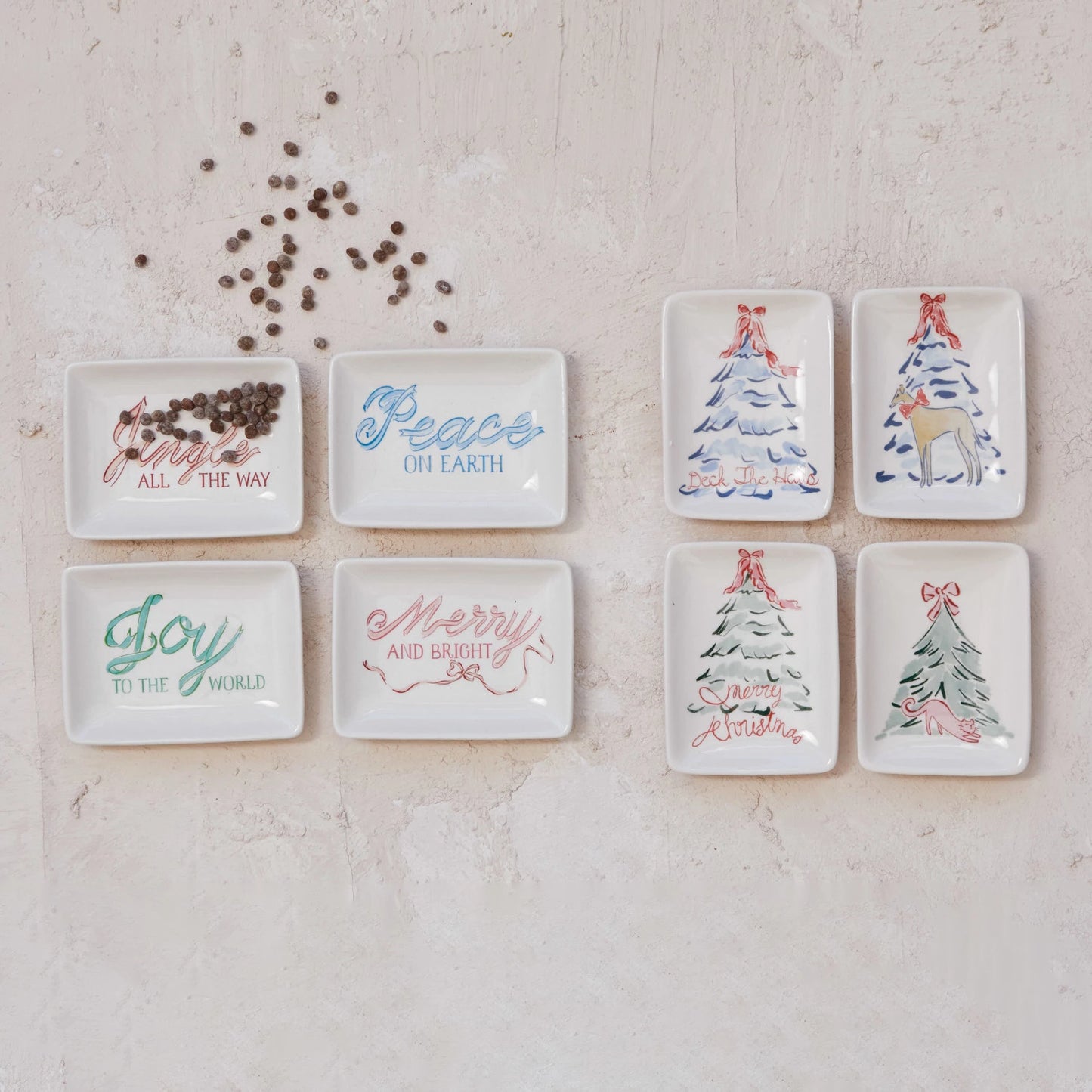 CHRISTMAS TREE SMALL TRINKET TRAYS SET/4